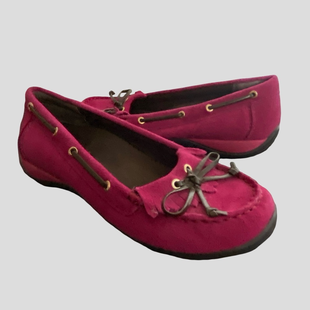 Vionic Orthaheel Uptown Fuchsia Suede Leather Casual Preppy Loafer- Sz-6